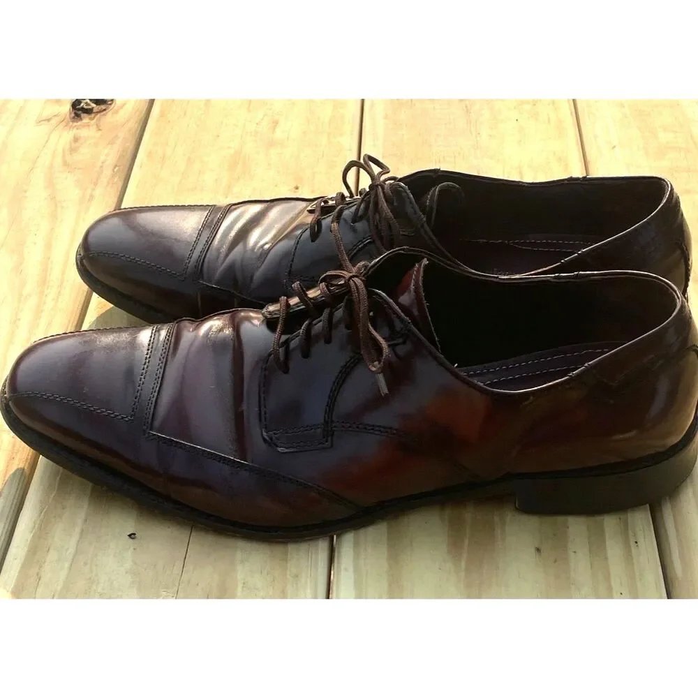 Johnston & Murphy Flex System Burgundy Leather Cap Toe Oxford Shoes 9.5M